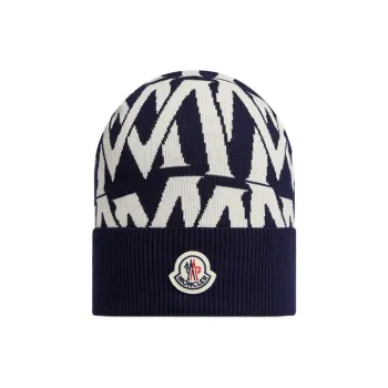 Moncler Cotton Nylon Spandex Beanies Men's Blue
