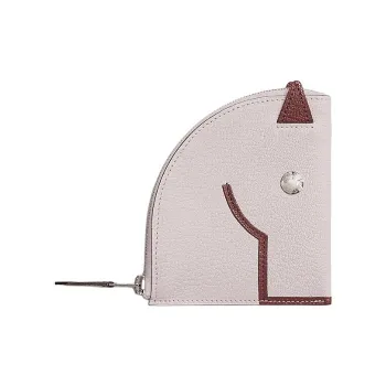 HERMES Mysore Goat Skin Wallets Coin Purses Women's Light Purple Red Multicolor