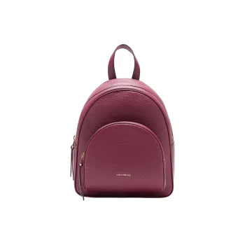 COCCINELLE Grained Leather Backpack Medium Size Women's Garnet Red