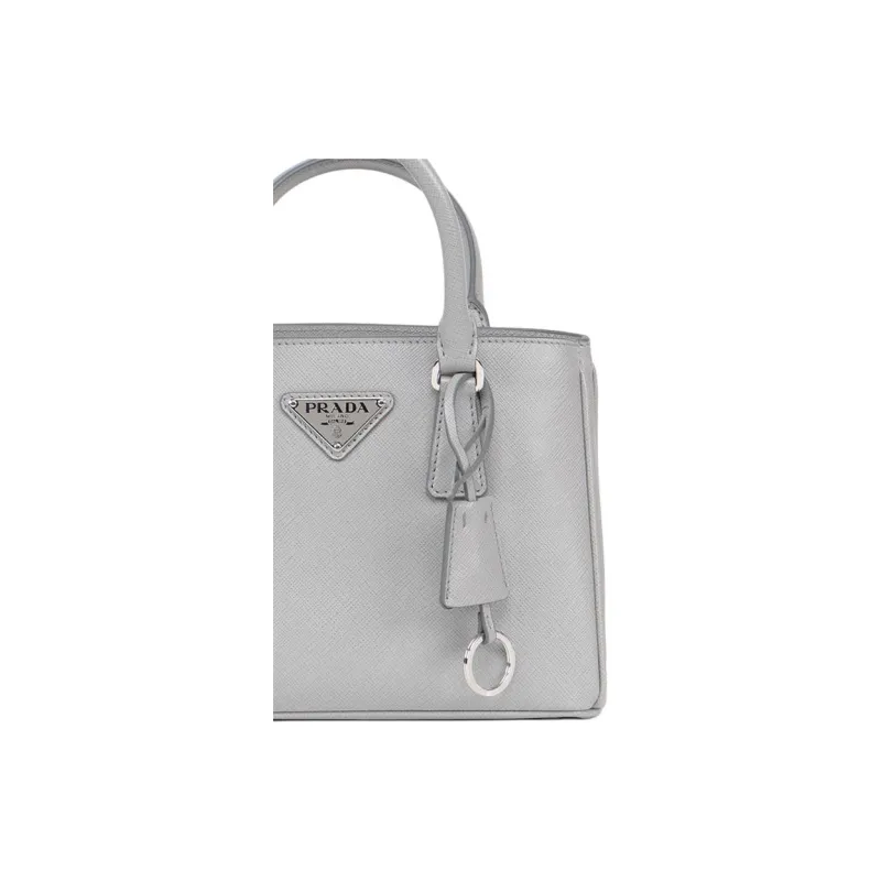 PRADA Leather Shoulder Bag Crossbody Bag Handbag Small Size Women's Gray-2