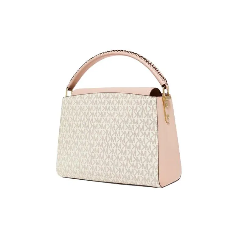 MICHAEL KORS Karlie Leather Shoulder Bag, Crossbody Bag, Handbag Medium Size Women's Vanilla White & Pink-4