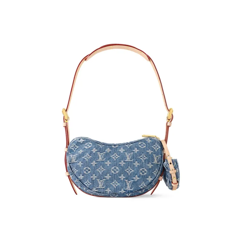 LOUIS VUITTON Croissant Mm Monogram Denim Blue-2