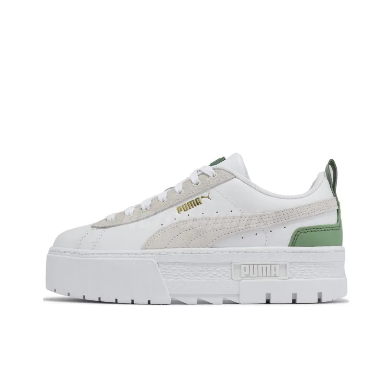 PUMA Mayze Slip-Resistant Cushioning Wear-Resistant Low-Top Skateboard Shoes Women's White Green-0