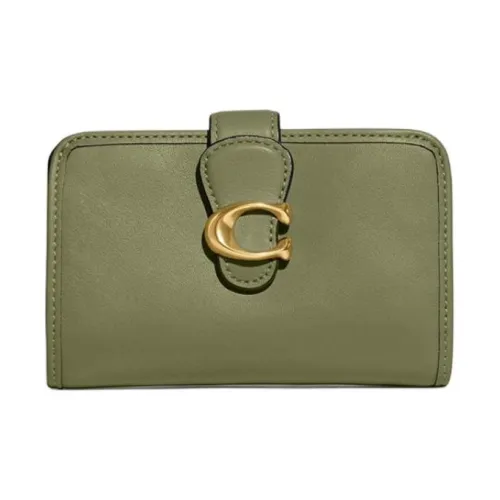 COACH Tabby Leather Coin Purses Wallets Mini Women's Olive Green