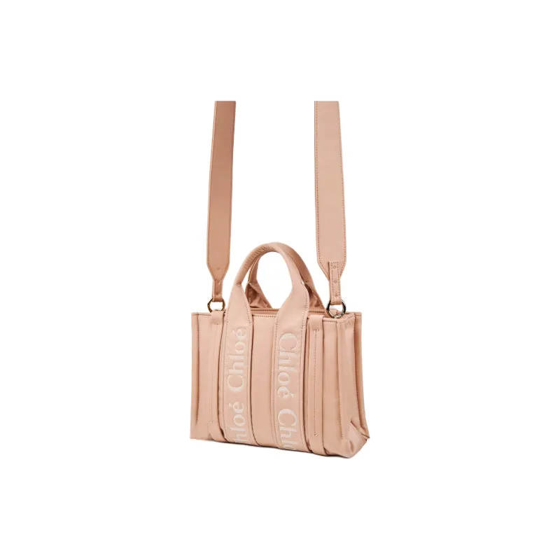 Chloe Woody Nylon Blend Tote Bag Shopping Bag Shoulder Bag Crossbody Bag Handbag Small Size Women's Rose-1