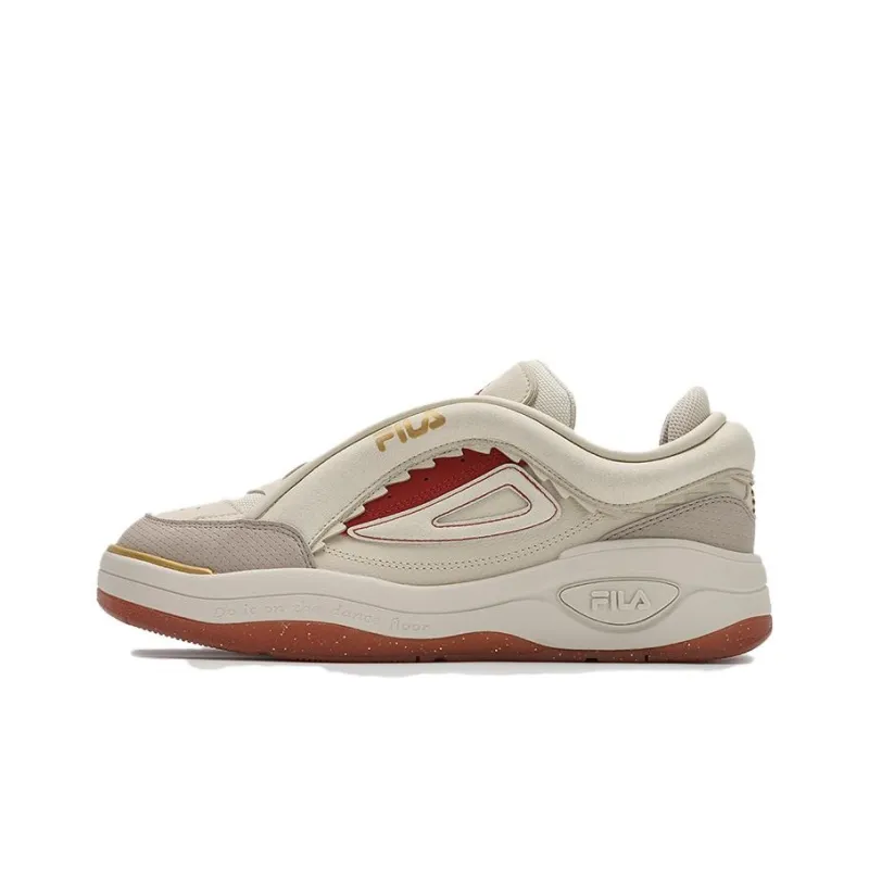 FILA MIX 2 Abrasion Resistant Low Top Skateboard Shoes Men's Beige Red-0