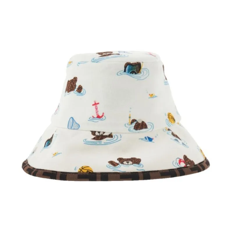 FENDI Teddy Bear Printed Reversible Bucket Hat-3