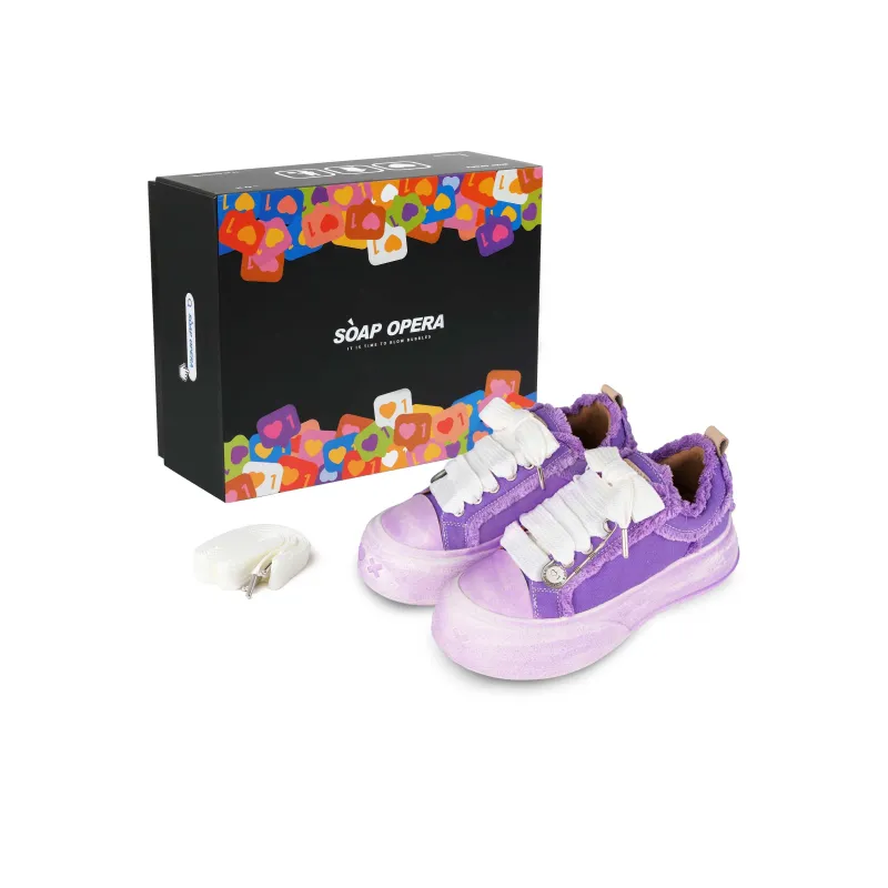 SOAP OPERA Wiping Color Series Anti Slip Wear Resistant Low Top Canvas Shoes Unisex Portuguese Dark Purple Box-12