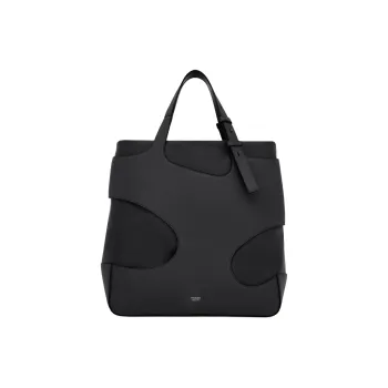 FERRAGAMO Cow Leather Patchwork With Fabric Tote Bag Shopping Bag Handbag Men's Black