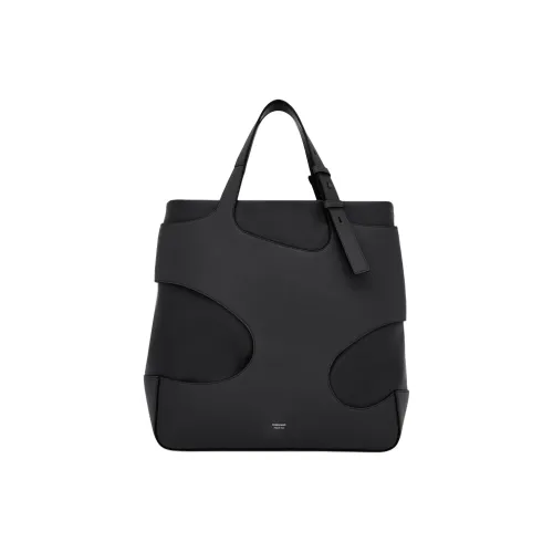 FERRAGAMO Cow Leather Patchwork With Fabric Tote Bag Shopping Bag Handbag Men's Black