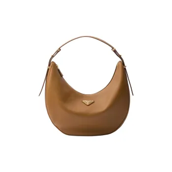 PRADA Leather Handbag Shoulder Bag Large Size Women's Caramel
