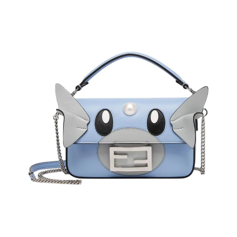FENDI Pokémon X FRGMT Collaboration Baguette Lambskin Shoulder Bag Crossbody Bag Handbag Mini Unisex Light Blue-0