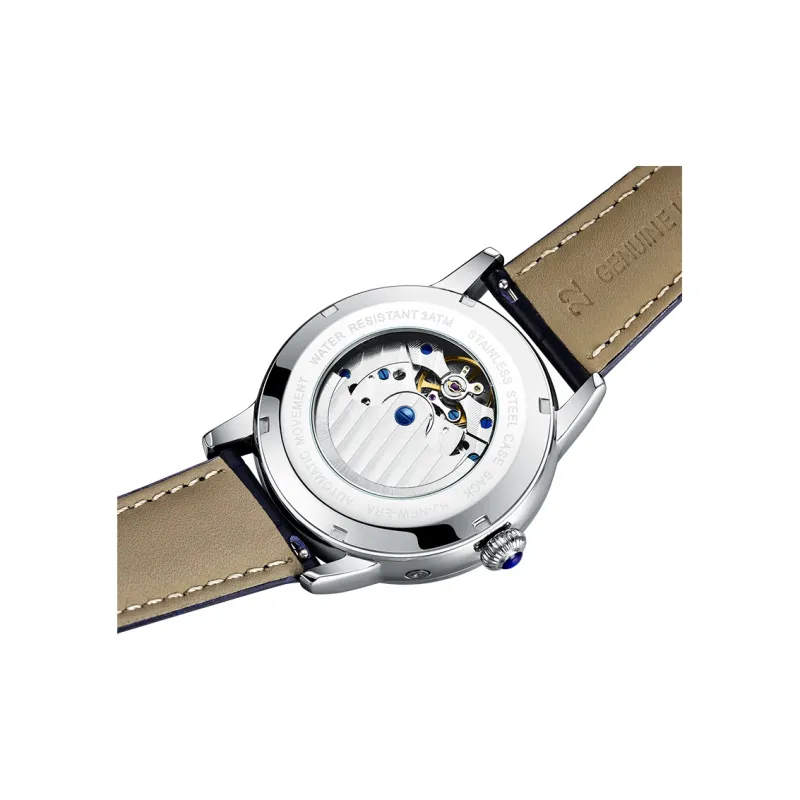 ROERDUM Super Master Collection Dawn Automatic Mechanical Movement Genuine Leather Strap Watch Men's Watches Blue Dial-3