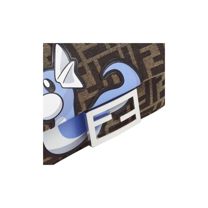 FENDI Pokémon X FRGMT Fujio Collaboration Baguette Polyester Crossbody Handbags Mini Unisex Brown-4