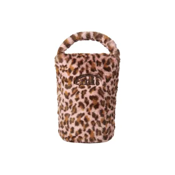 Emis Fur Bucket Bag Wrist Bag Handbag Mini Women's Pink Leopard Print