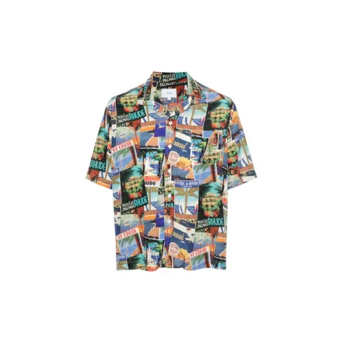 RHUDE Postal Card-print Bowling Shirt