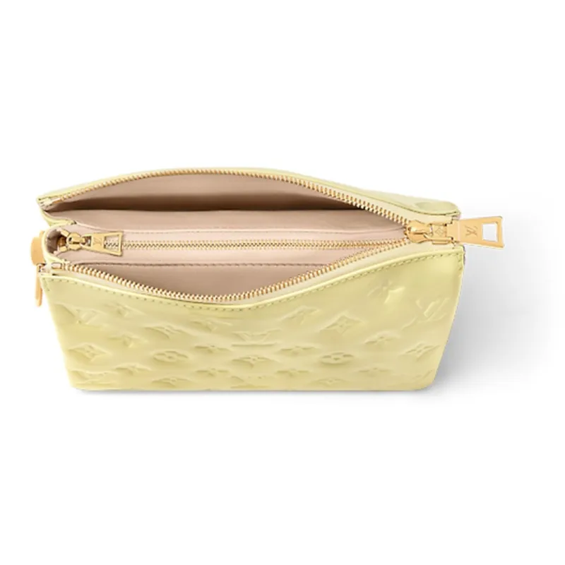 LOUIS VUITTON Coussin Leather Shoulder Bag, Crossbody Bag Trumpets Women's Light Yellow-3