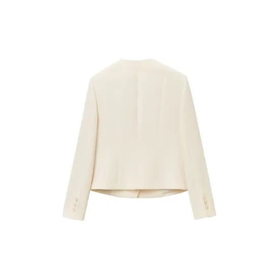 OVV Cropped Coats Women's Light Yellow Solid Color 04-1