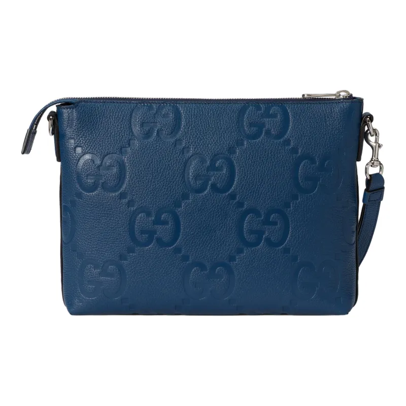 GUCCI Leather Messenger Bag Clutches Medium Size Men's Blue-5