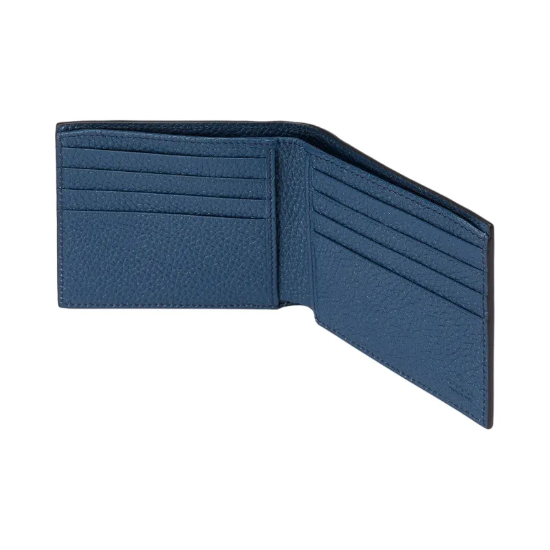 GUCCI Leather Wallet Large Size Men's Blue-4