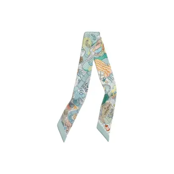 HERMES Mulberry Silk Silk Scarves Unisex Cyan