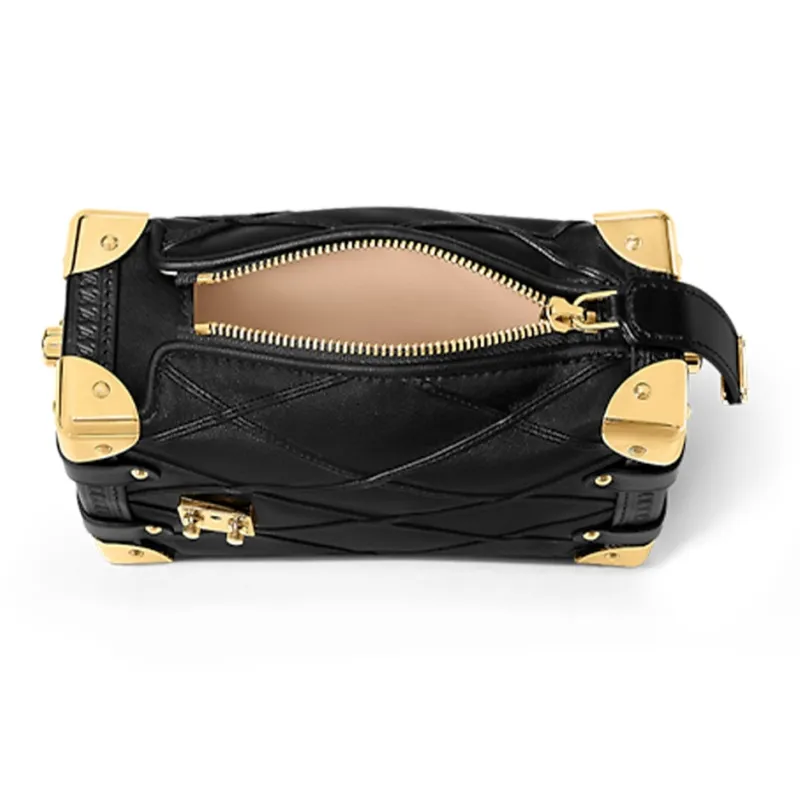 LOUIS VUITTON Lambskin Soft Box One Shoulder Bag, Crossbody Bag, Handbag Trumpets Women's Black-3