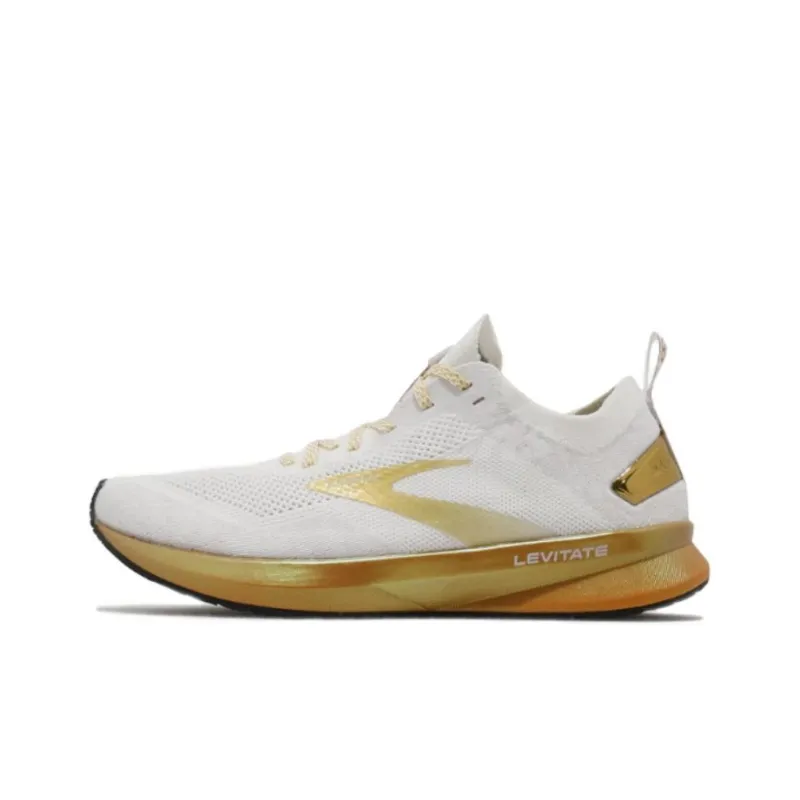 Brooks Levitate 4 Cushioning Wear-Resistant Low-Top Running Shoes Women's White Gold-0