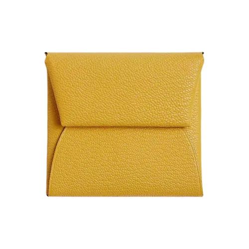 HERMES Bastia Coin Purses Sunshine Yellow With Blue Frida