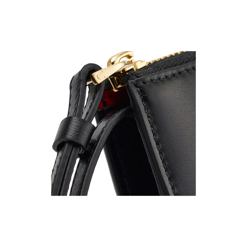 FERRAGAMO GANCINI Cow Leather Cell Phone Pouch Shoulder Bag Crossbody Bag Wallet Women's Black-3