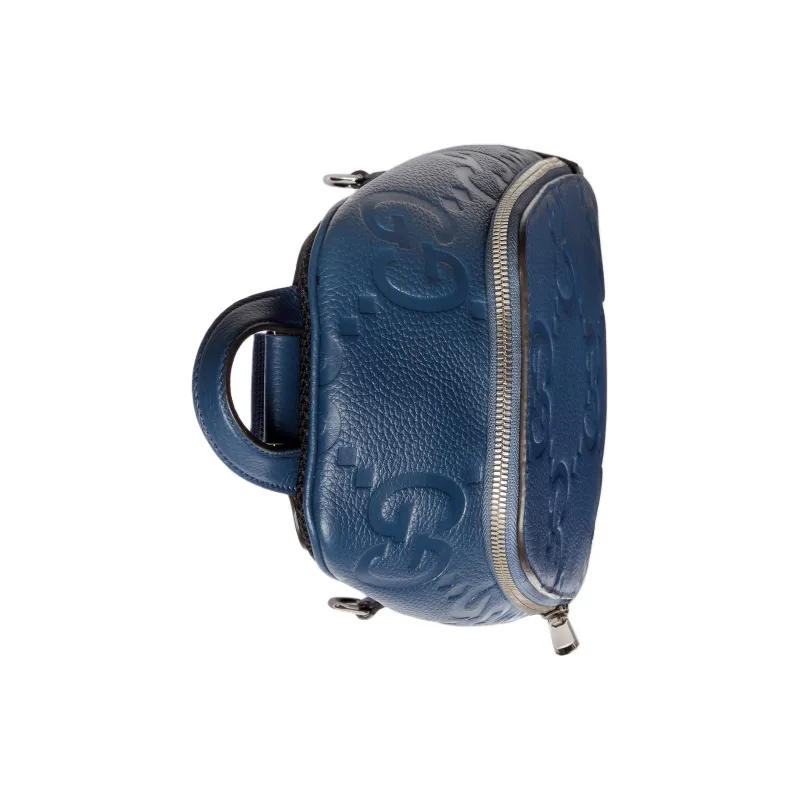 GUCCI Leather Shoulder Bag Crossbody Bag Large Size Men's Blue-4