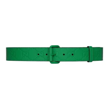 GUCCI Leather Belts Men's Green Width 4CM