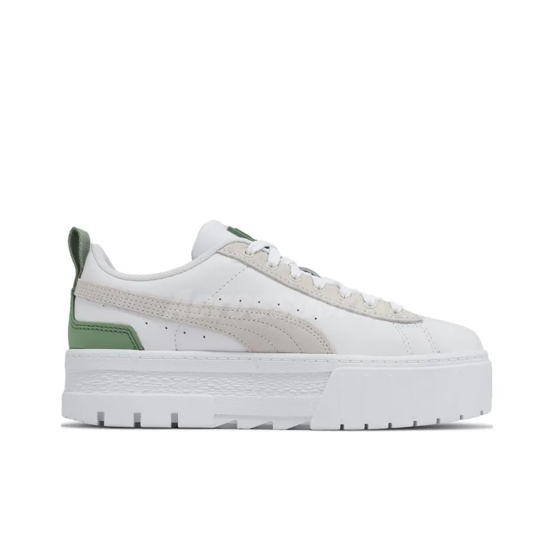 PUMA Mayze Slip-Resistant Cushioning Wear-Resistant Low-Top Skateboard Shoes Women's White Green-1