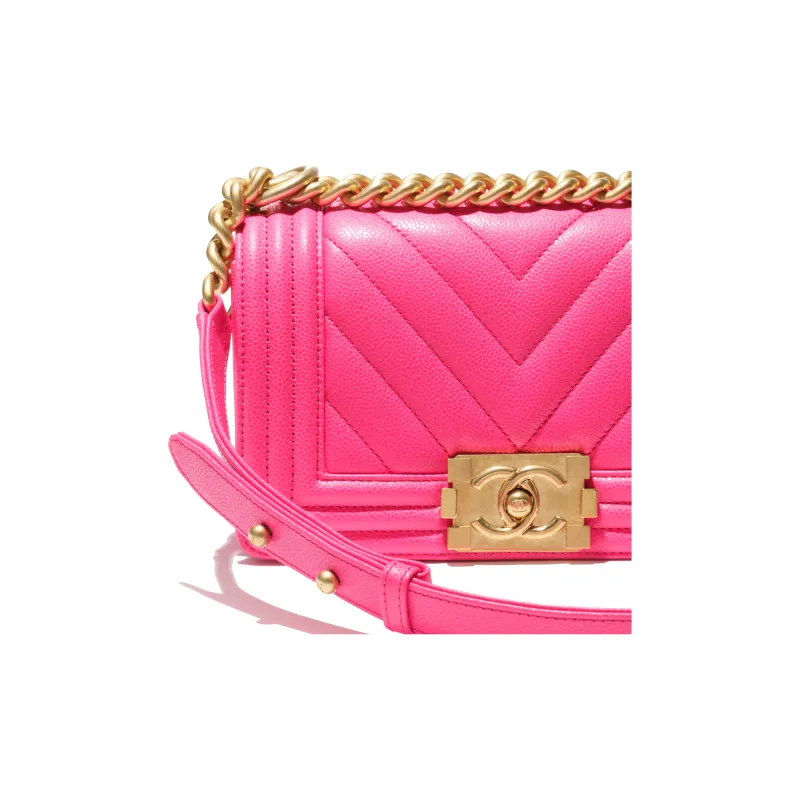 CHANEL Leboy Caviar Calfskin Flap Bag, Shoulder Bag, Crossbody Bag Trumpets Women's Peach Pink-2