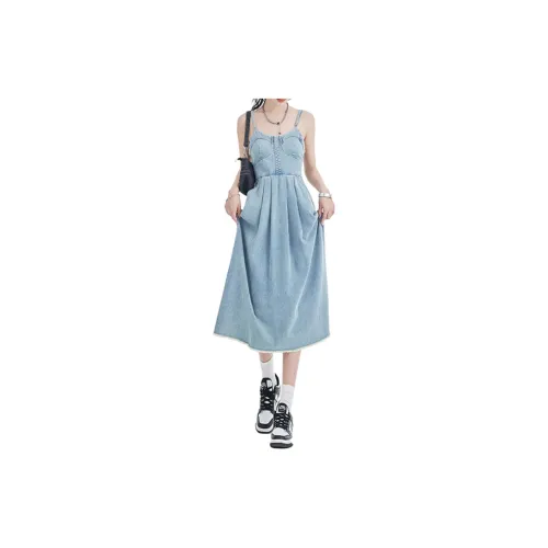 La Chapelle Slip Dresses Women's Denim Blue