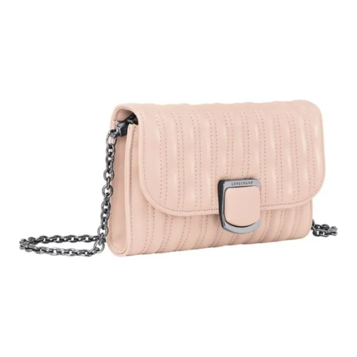 LONGCHAMP Brioche Sheepskin Crossbody Bag Shoulder Bag Women's Nude Pink-4