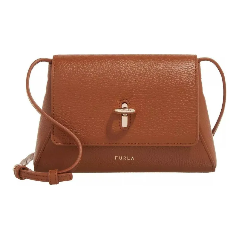 Furla Soft Leather Shoulder Bag Crossbody Bag Small Size Women's Cognac-0