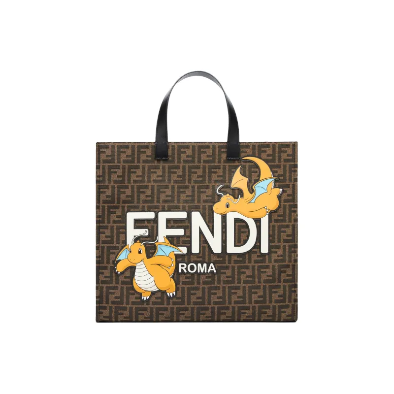 FENDI Pokémon X FRGMT Collaboration Cow Leather Tote Bag Shopping Bag Handbag Women's Yellow-0