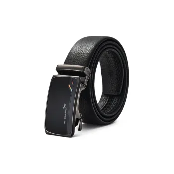 RED DRAGONFLY Business Commute Style Office Casual Automatic Buckle Cow Head Leather Men's Black Width 3.5CM