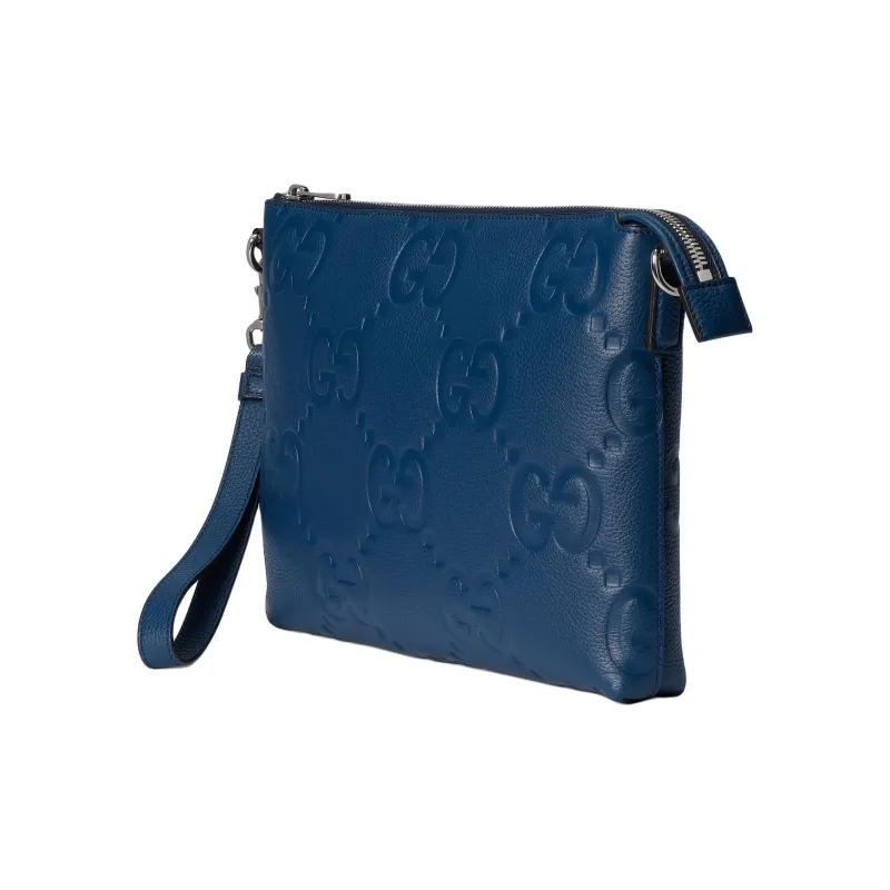 GUCCI Leather Messenger Bag Clutches Medium Size Men's Blue-3