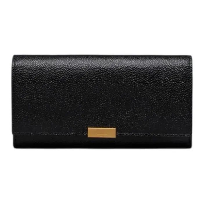 THOM BROWNE Logo Plaque Foldover Top Clutch Bag-0