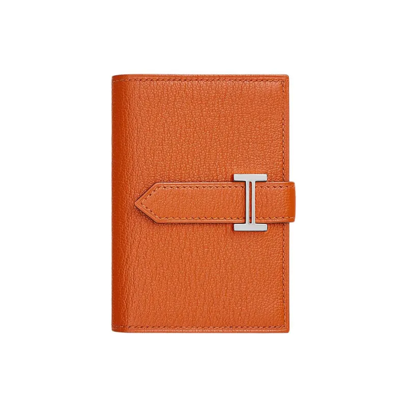 HERMES Bearn Mysore Goat Skin Wallet Mini Women's 93 Orange Hermes Orange Combo-0