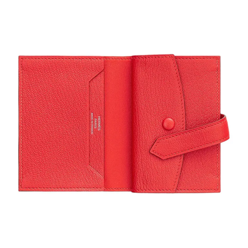 HERMES Bearn Mysore Goat Skin Wallet Mini Women's 0E Rose Texas Pink-1