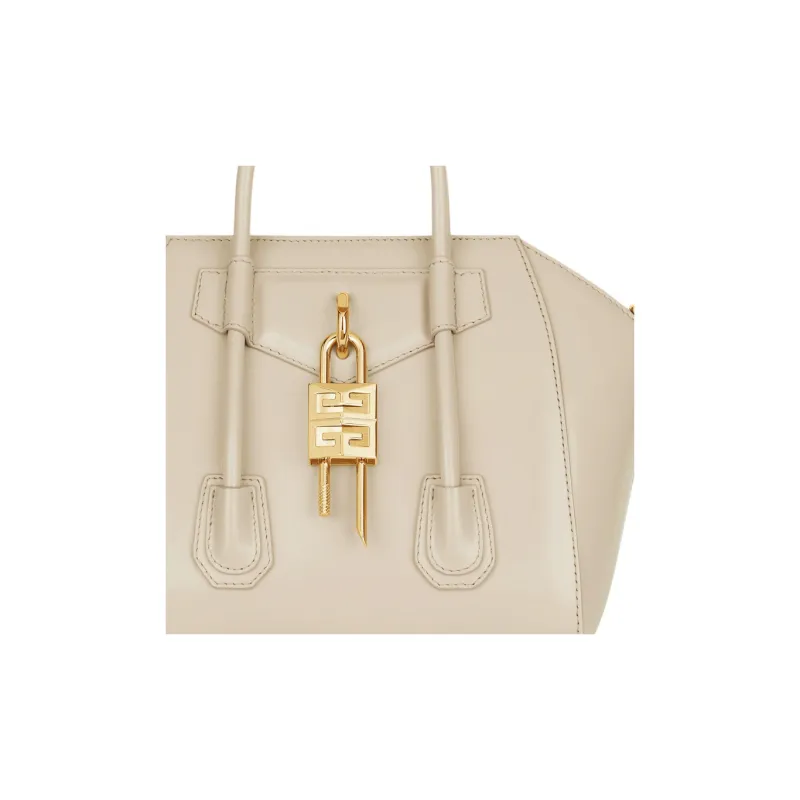 Givenchy Antigona Lock Cow Leather Shoulder Bag, Crossbody Bag, Handbag Mini Women's Natural Beige-4