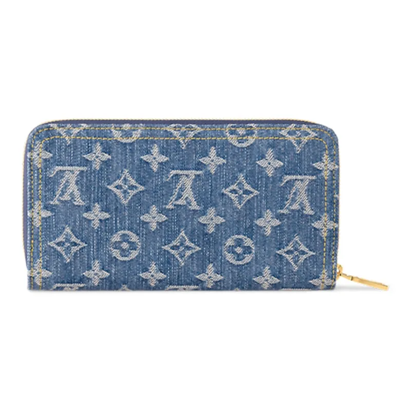 LOUIS VUITTON Zippy Wallet Monogram Blue Denim-2
