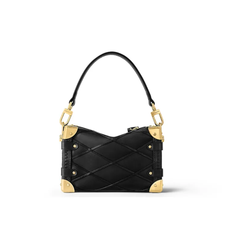 LOUIS VUITTON Lambskin Soft Box One Shoulder Bag, Crossbody Bag, Handbag Trumpets Women's Black-2