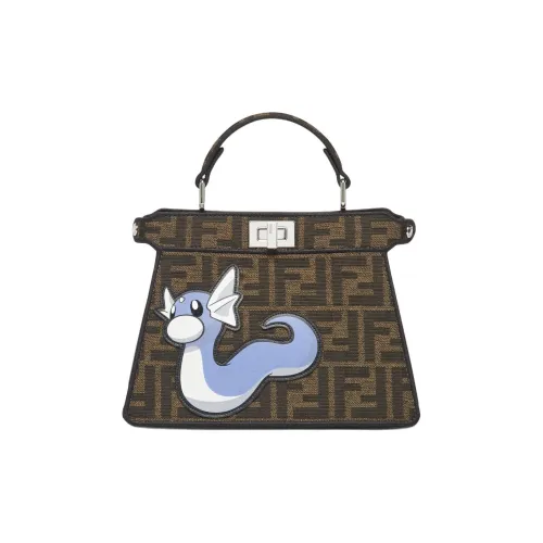 FENDI Pokémon X FRGMT Fujio Collaboration Peekaboo ISeeU Cow Leather Tote Bag Shopping Bag Handbag Women's Brown
