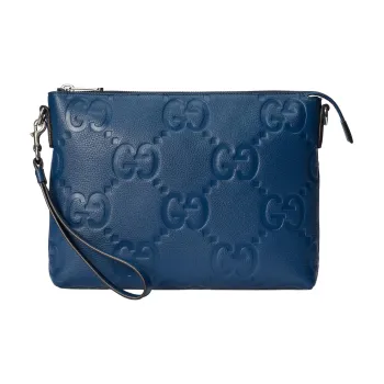 GUCCI Leather Messenger Bag Clutches Medium Size Men's Blue