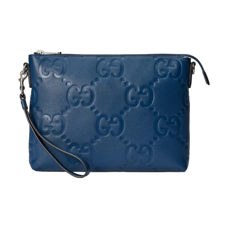 GUCCI Leather Messenger Bag Clutches Medium Size Men's Blue-0