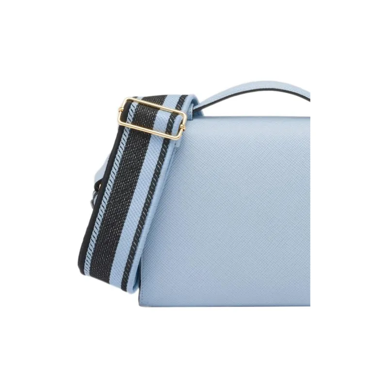 PRADA Saffiano Leather Messenger Bag, Handbag, Shoulder Bag, Crossbody Bag Women's Sky Blue-4