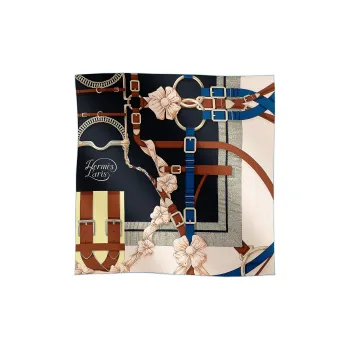 HERMES Silk Scarves Women's Dark Blue